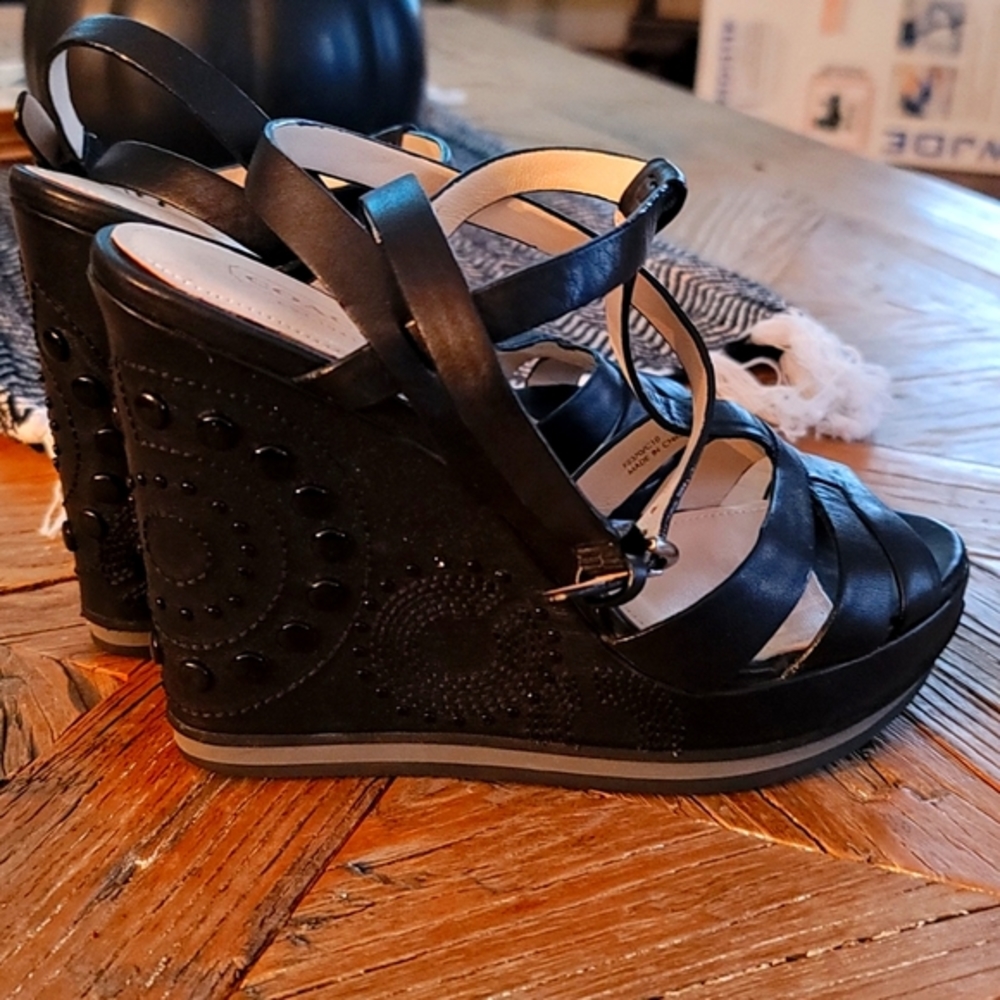 COACH wedge platform leather heels! 6